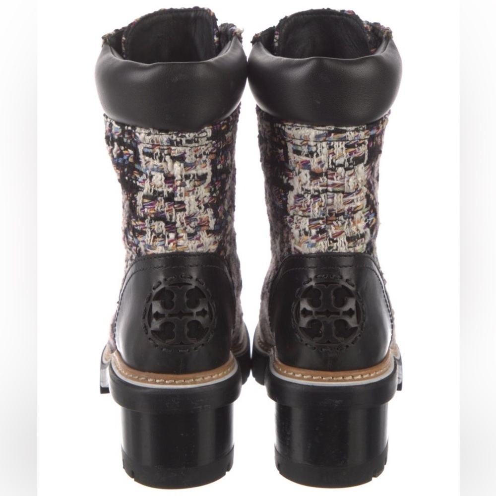 Tory Burch boots tweed booties black boots fall chunky boot lace up combat boot - Picture 3 of 16